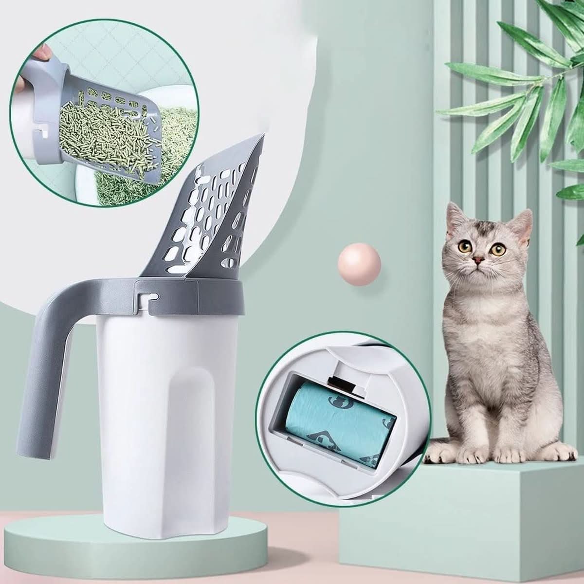 Practical Cat Litter Scoop with Integrated Waste Bags