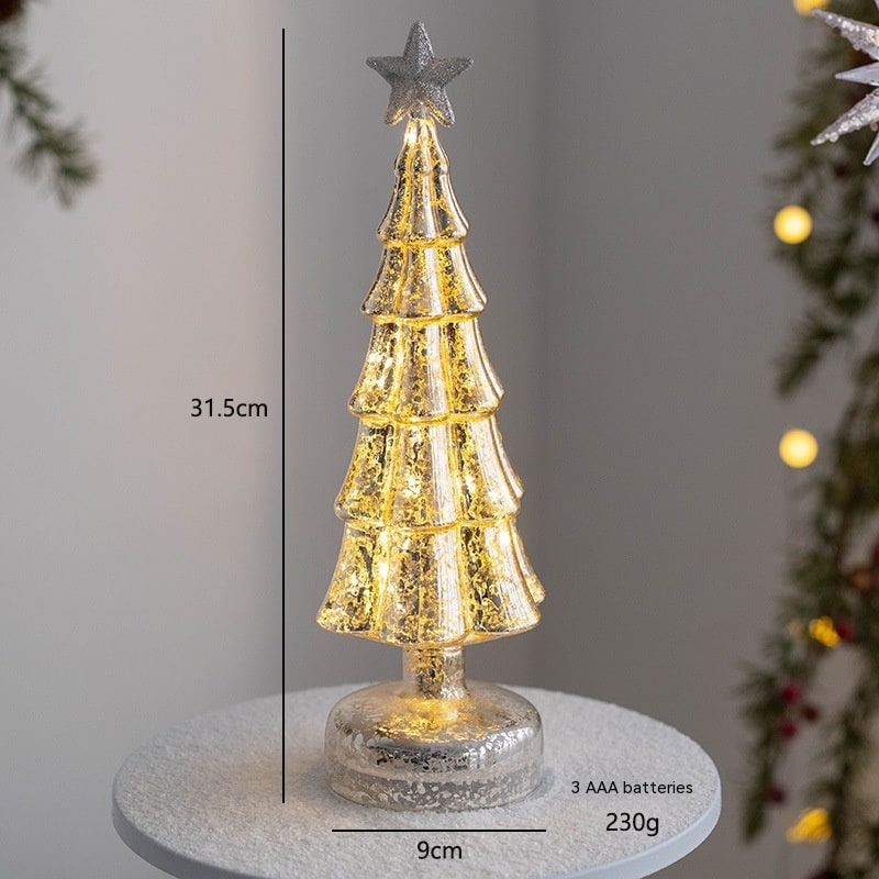 Pre-Lit Glass-Look Tabletop Christmas Tree with LED Lights and Star Topper