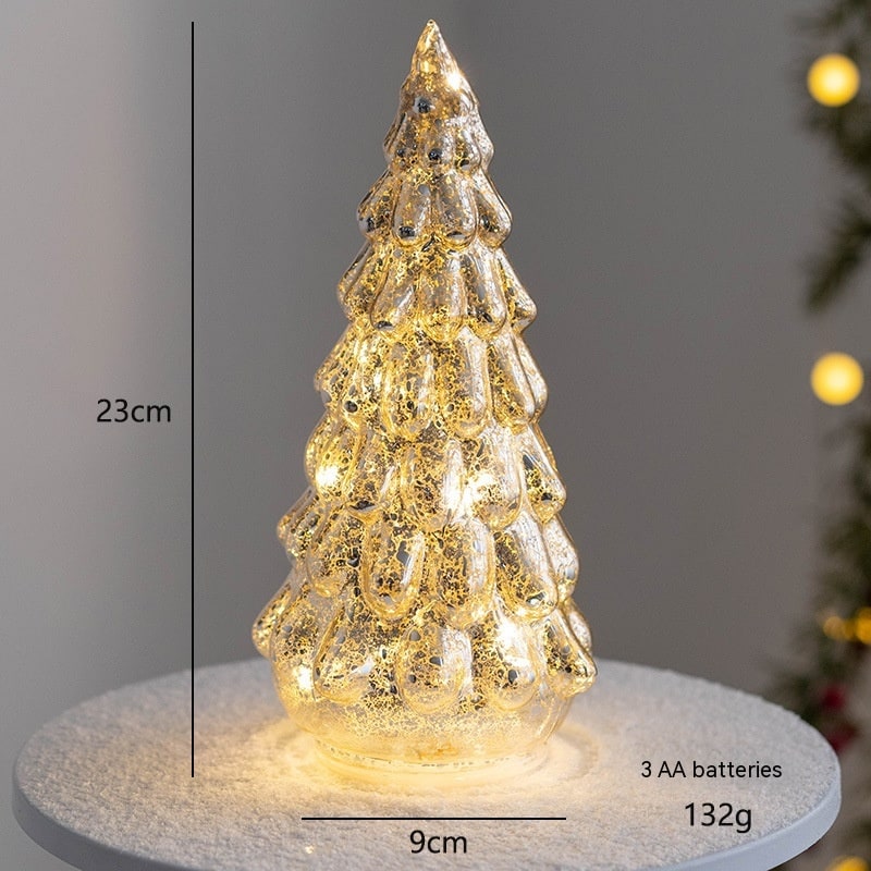 Pre-Lit Glass-Look Tabletop Christmas Tree with LED Lights and Star Topper