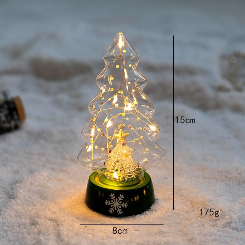 Pre-Lit Glass-Look Tabletop Christmas Tree with LED Lights and Star Topper