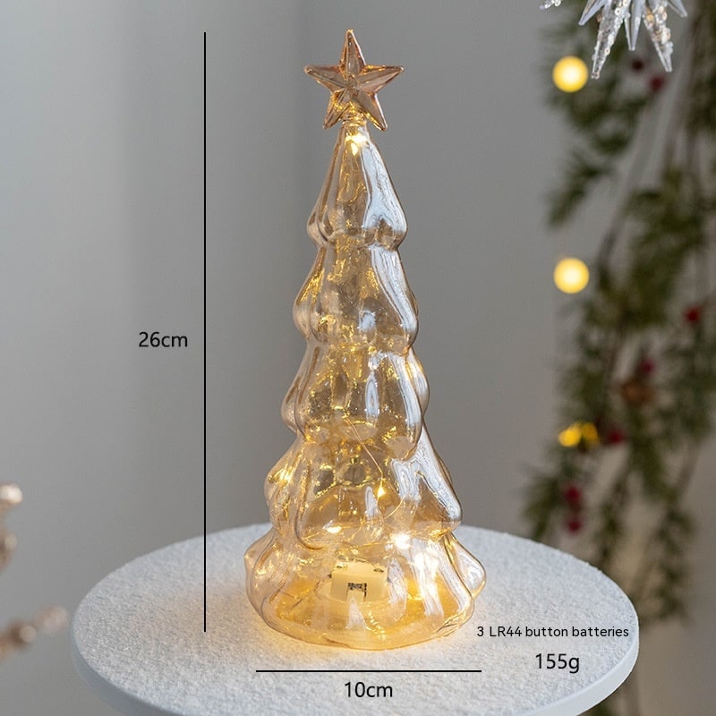 Pre-Lit Glass-Look Tabletop Christmas Tree with LED Lights and Star Topper
