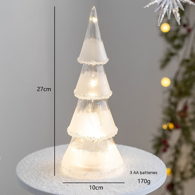 Pre-Lit Glass-Look Tabletop Christmas Tree with LED Lights and Star Topper