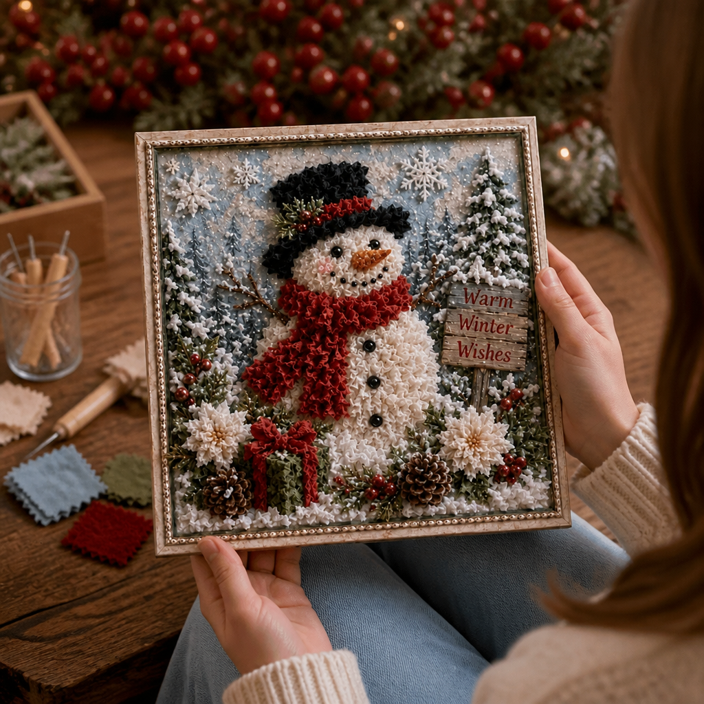 Pre-Punched 3D Christmas Yarn Art Kit