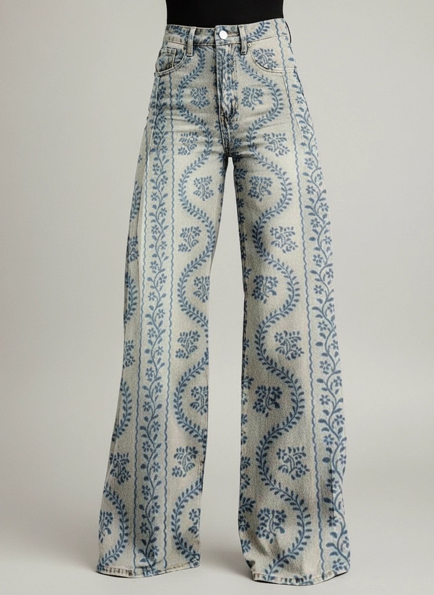 Printed High-Waisted Wide Leg Pants for Women