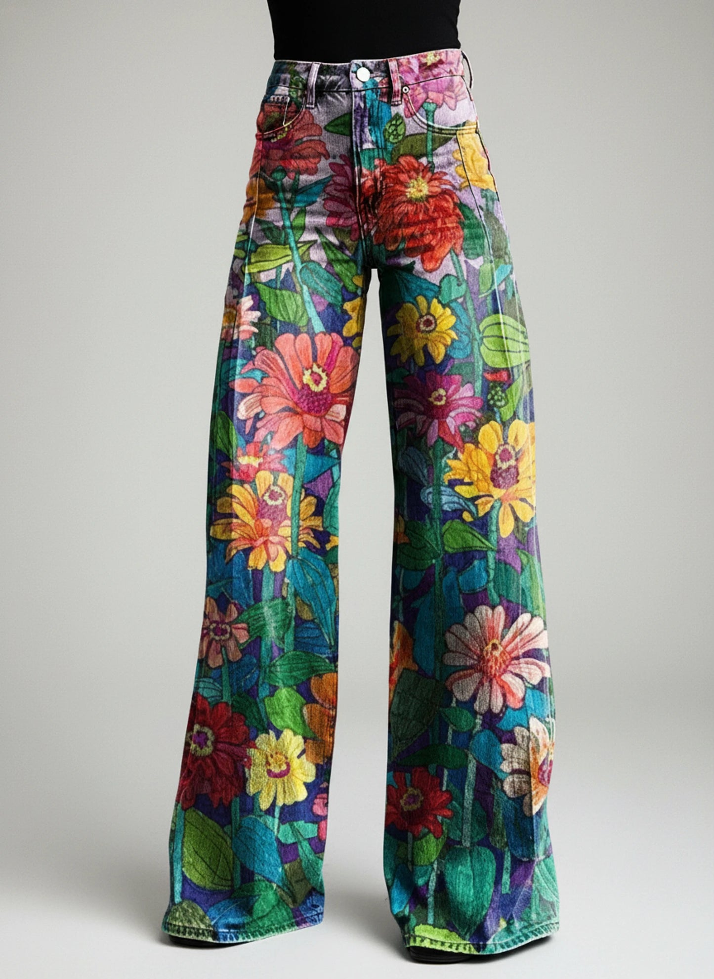 Printed High-Waisted Wide Leg Pants for Women