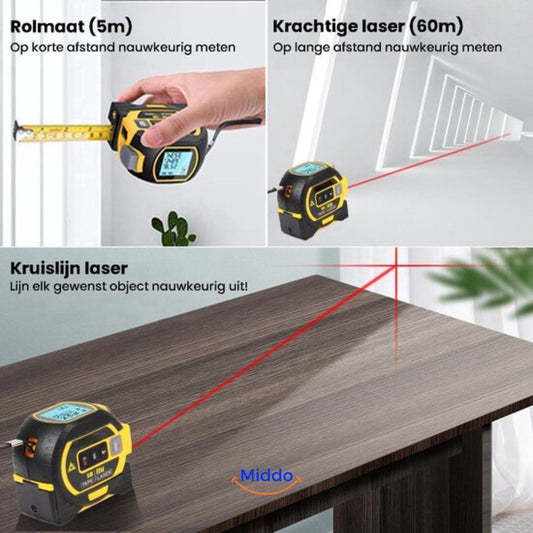 ProMeasure™ Digital Laser Tape Measure 3-in-1 - 40 or 60m Range!
