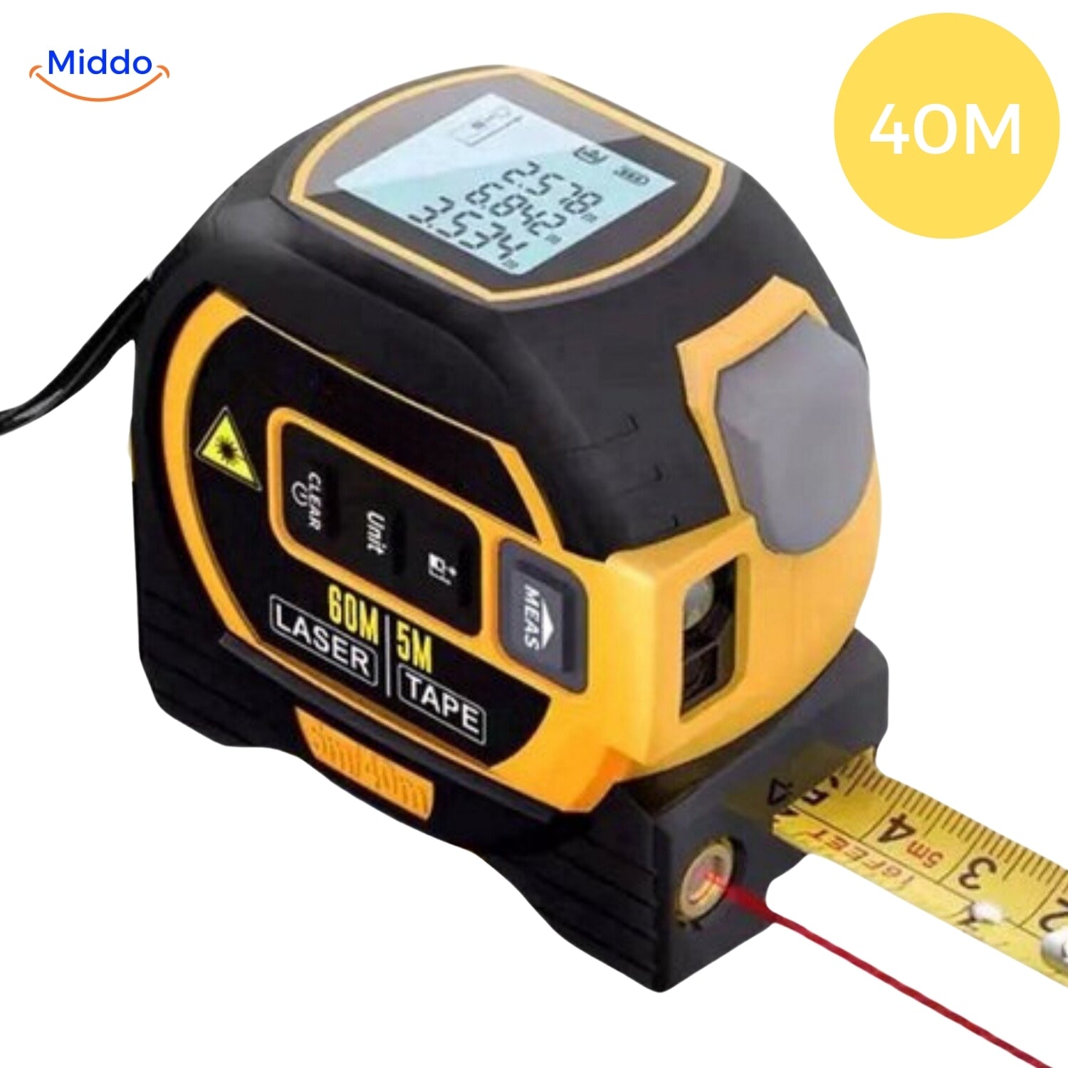 ProMeasure™ Digital Laser Tape Measure 3-in-1 - 40 or 60m Range!