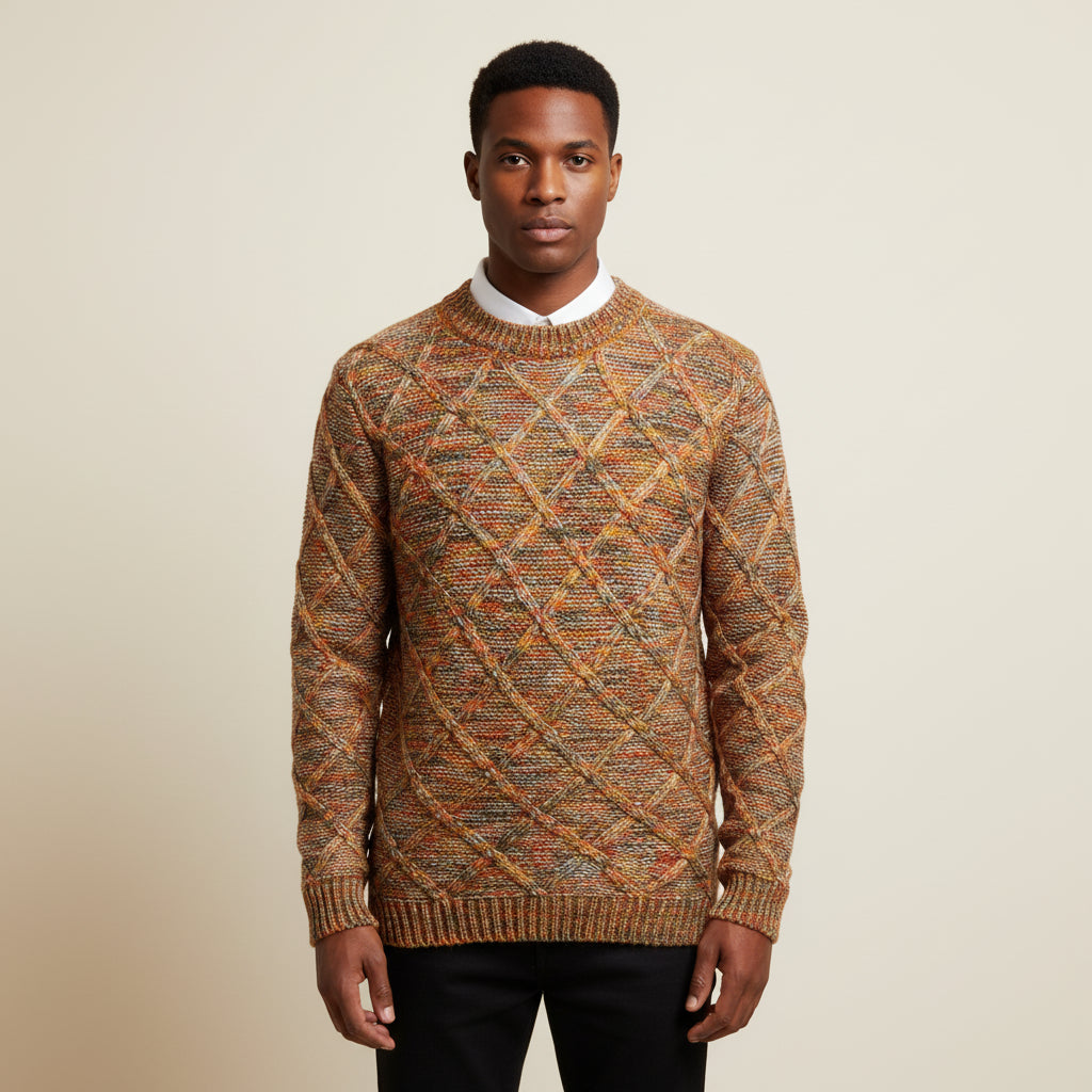 Crew Neck Knit Sweater for Men 