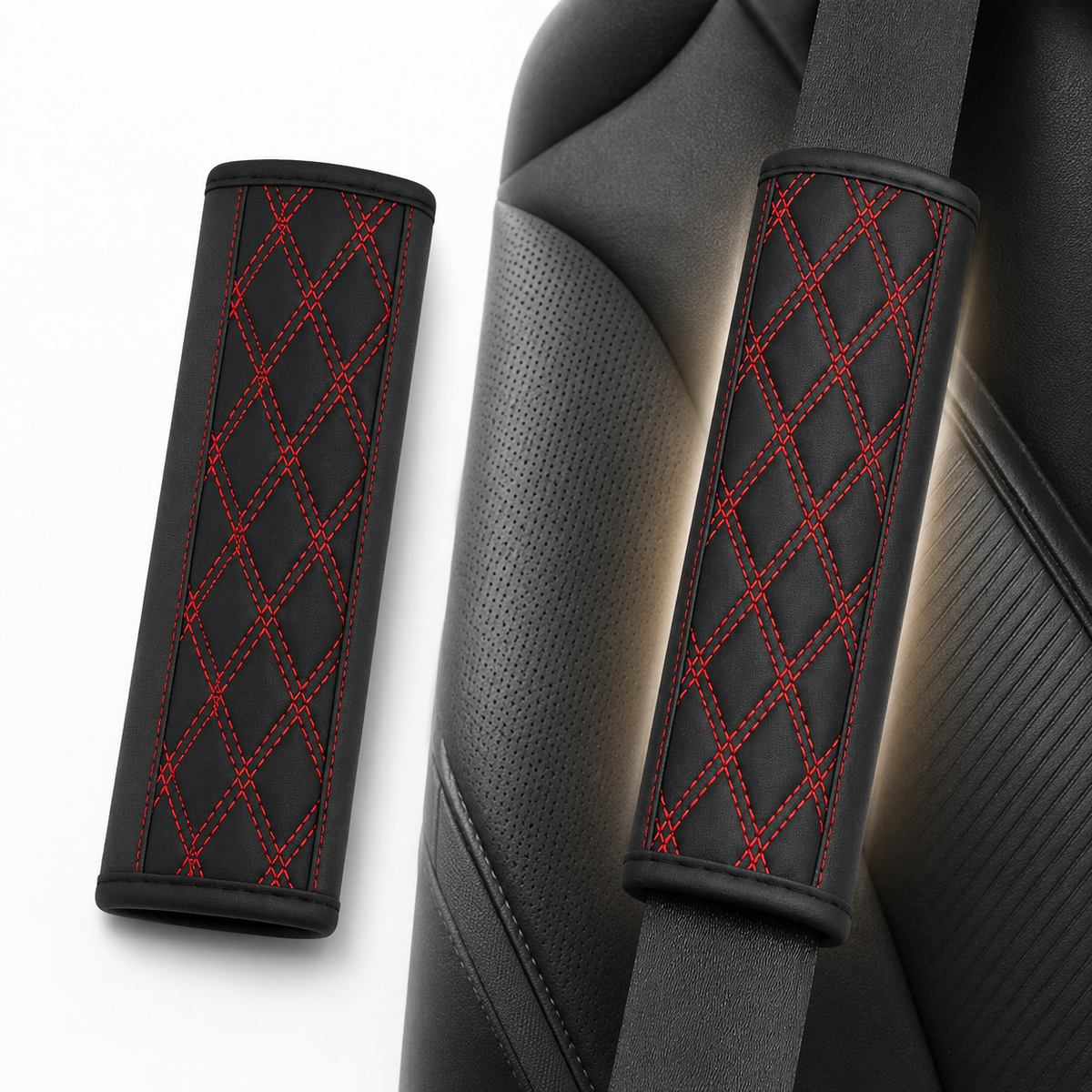 Quilted PU Leather Seat Belt Shoulder Pads