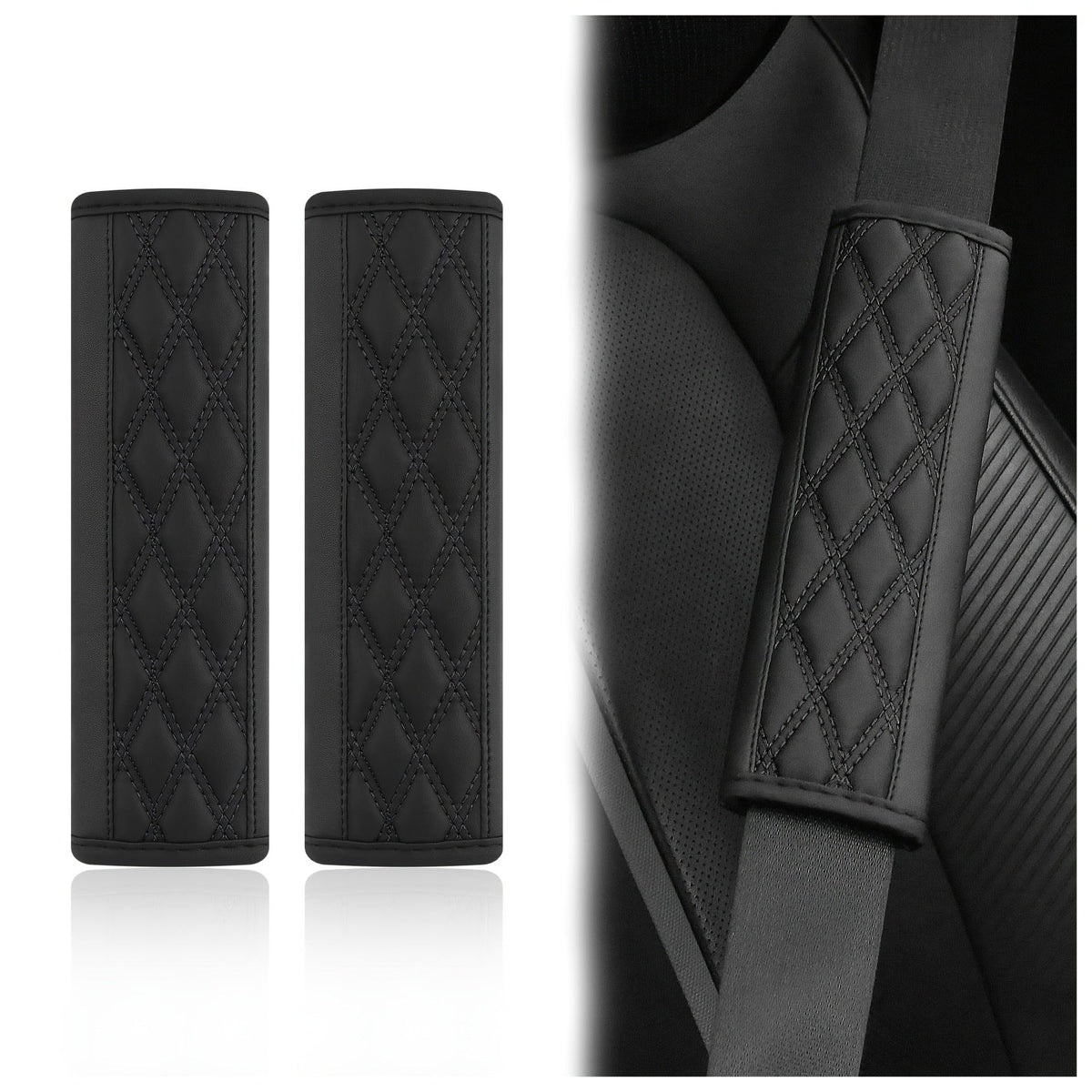 Quilted PU Leather Seat Belt Shoulder Pads