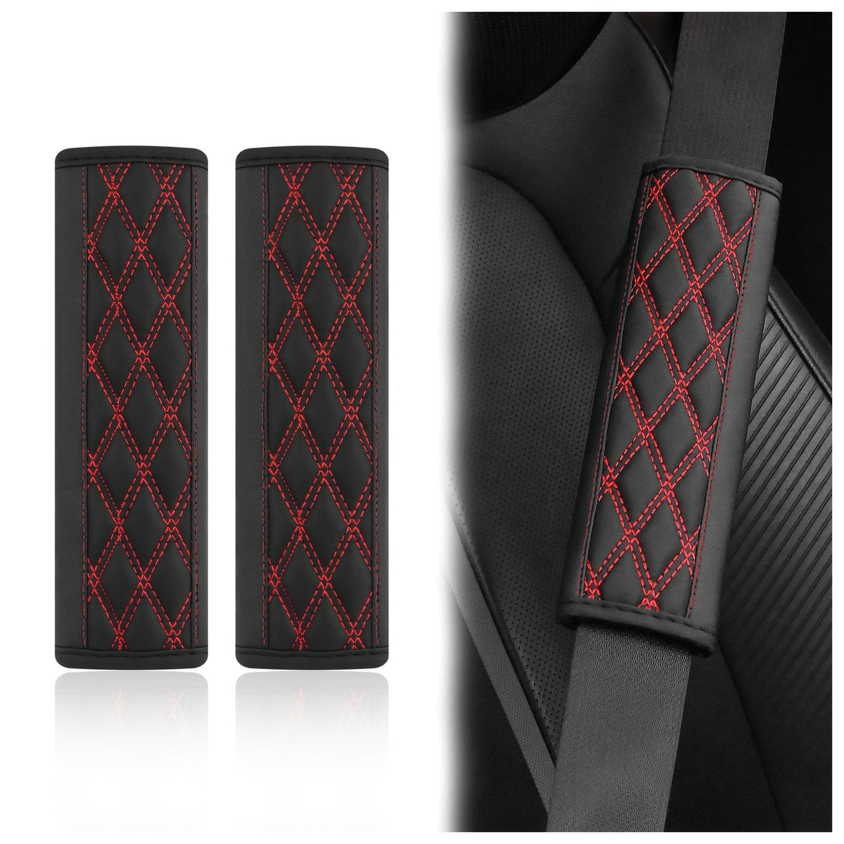 Quilted PU Leather Seat Belt Shoulder Pads