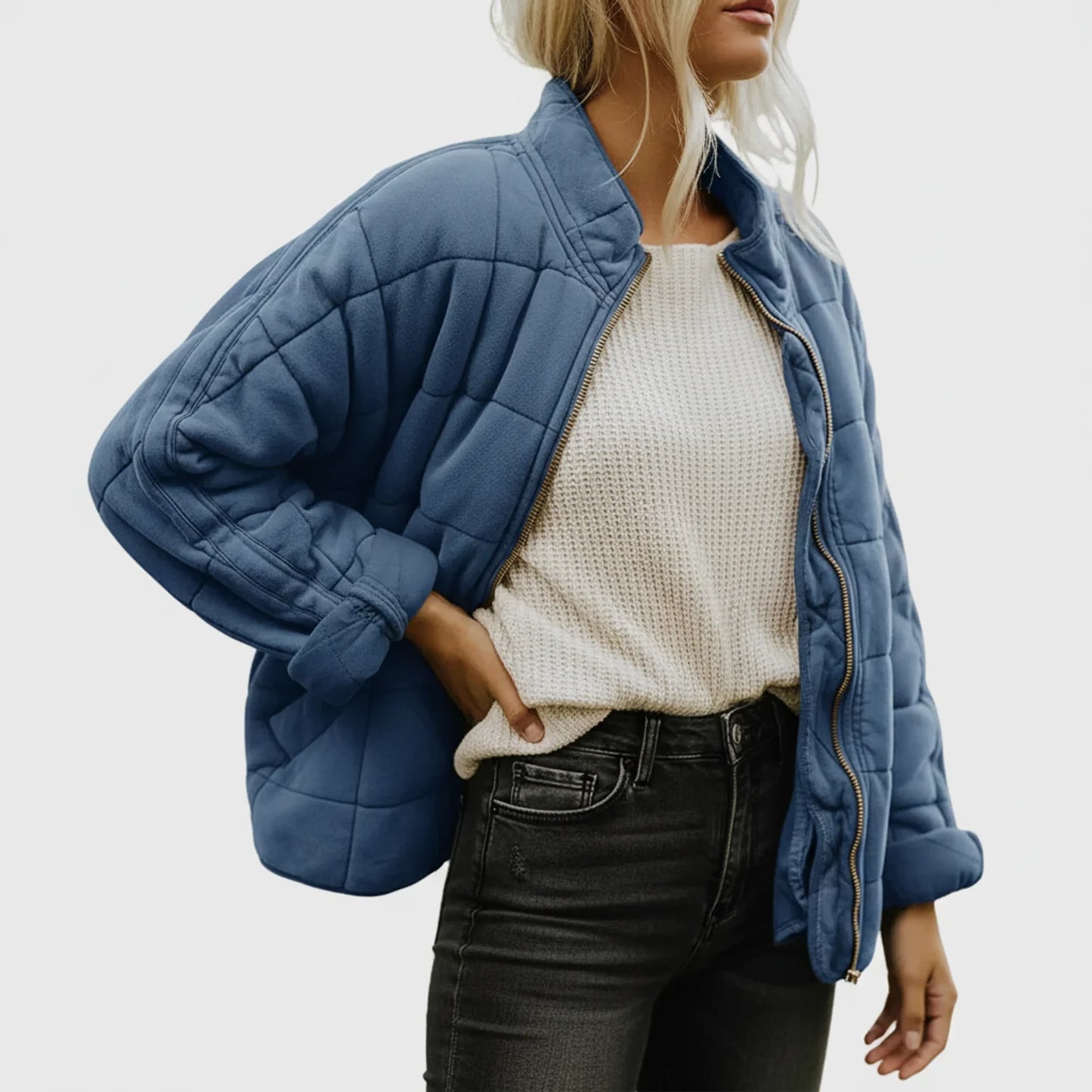 Quilted Bomber Jacket for Women AI replaced image