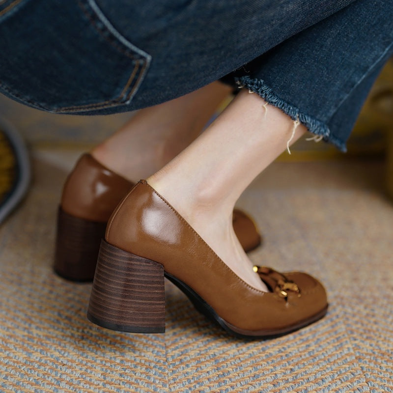 Image of Rachel | Women's Block Heel Slip-On Shoes