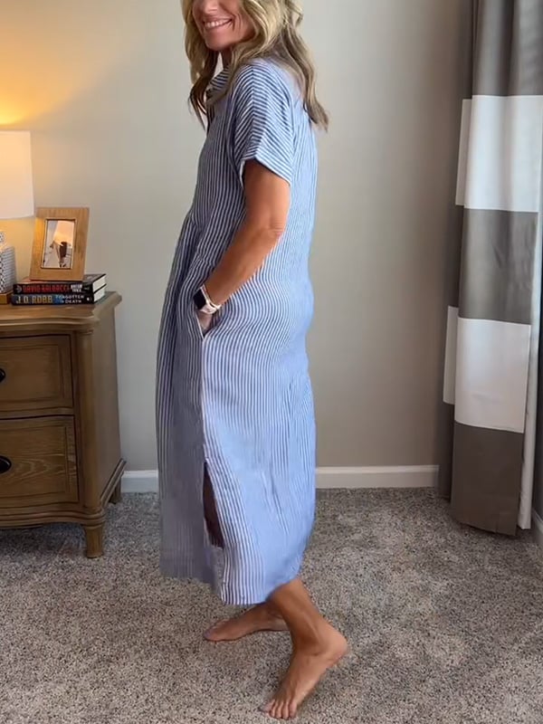 Image of Raegan | Women's Button-Down Striped Midi Dress