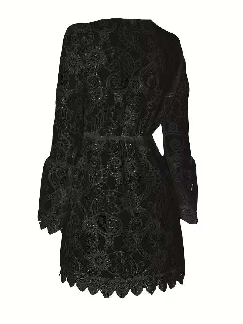 Image of Raegan | Women's V-Neck Lace Mini Dress