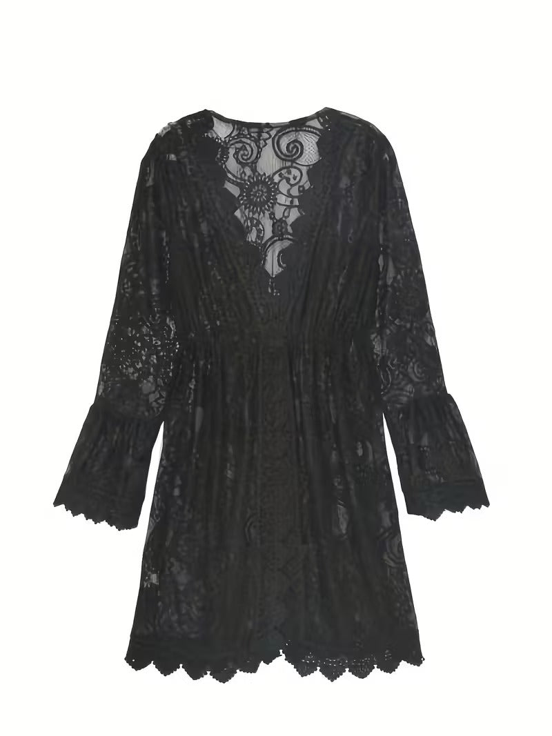 Image of Raegan | Women's V-Neck Lace Mini Dress