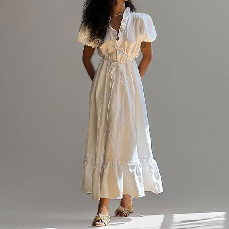 Image of Reagan | Women's Puff Sleeve A-Line Maxi Dress