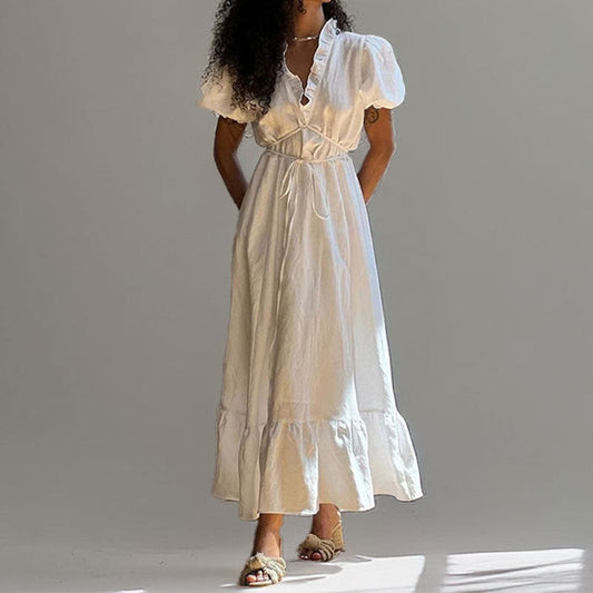 Image of Reagan | Women's Puff Sleeve A-Line Maxi Dress