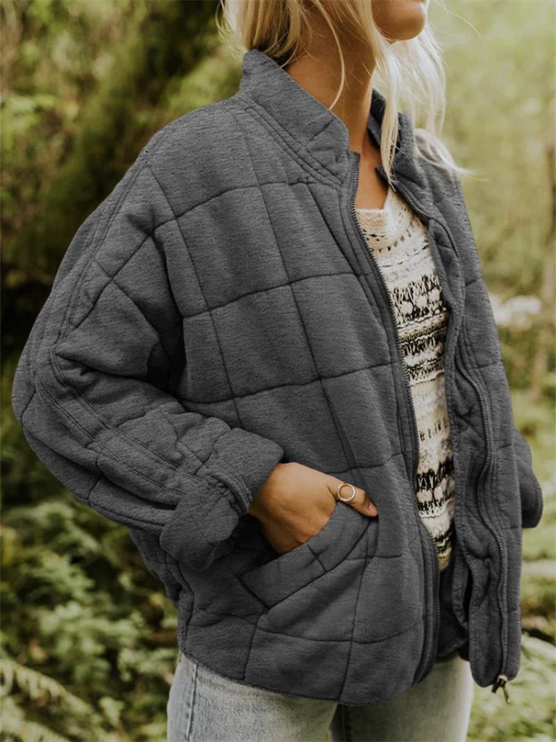 Image of Reba | Women's Quilted Bomber Zip-Up Jacket