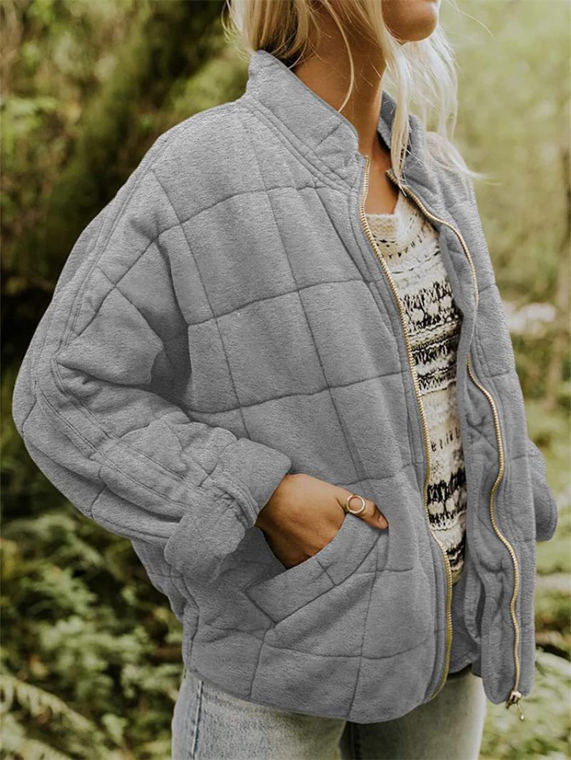 Image of Reba | Women's Quilted Bomber Zip-Up Jacket