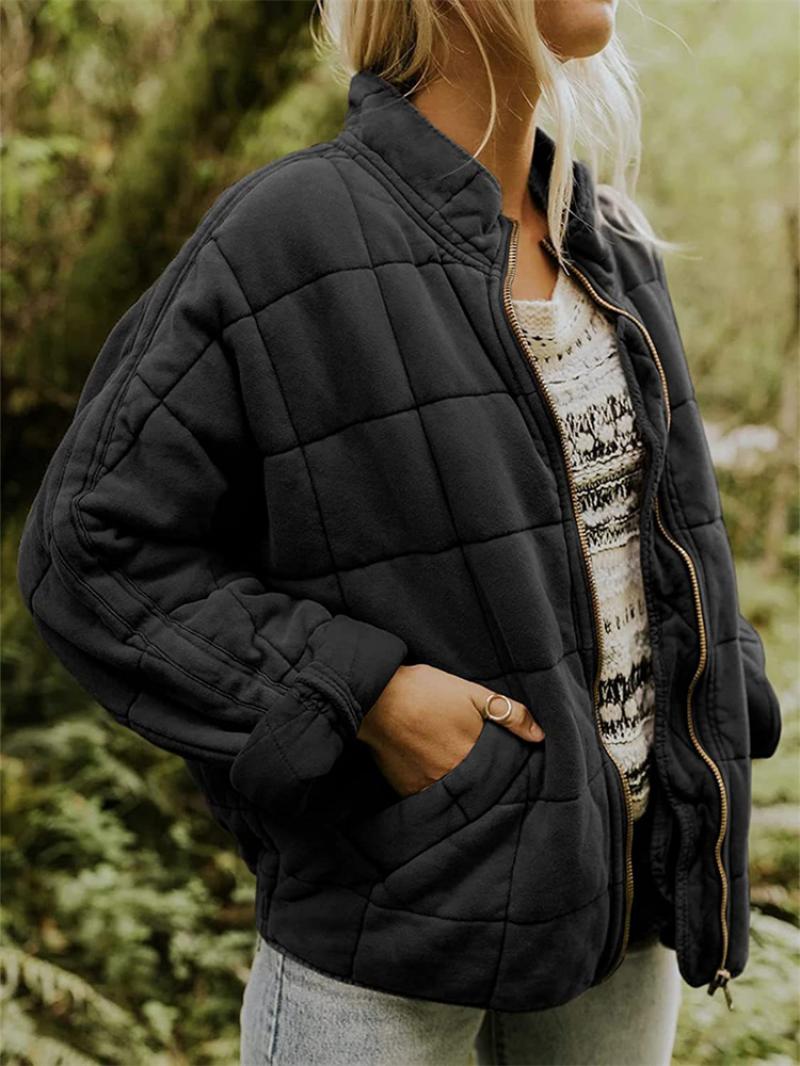 Image of Reba | Women's Quilted Bomber Zip-Up Jacket