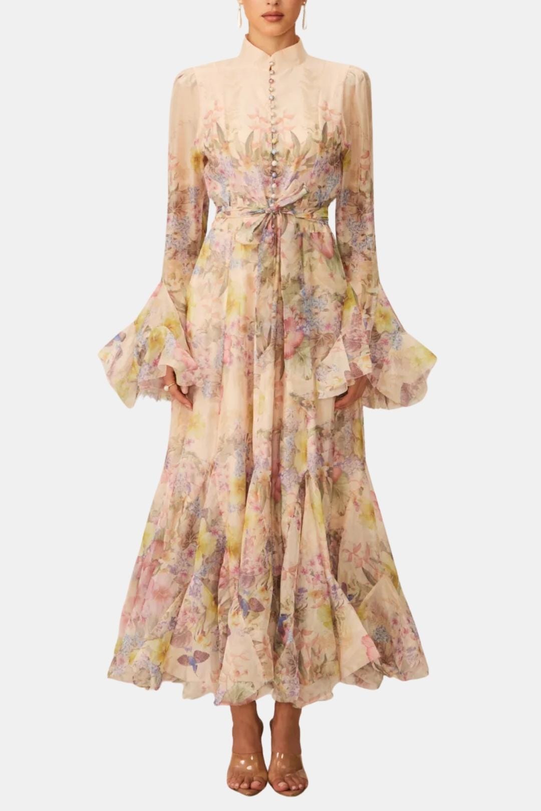 Image of Reba | Women's Ruffle Sleeve Maxi Dress