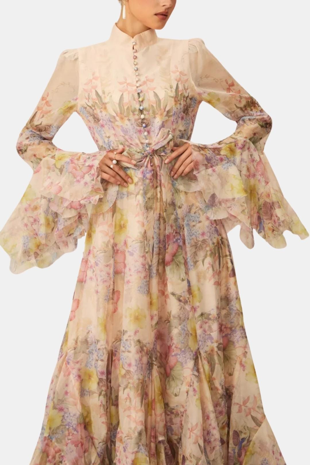 Image of Reba | Women's Ruffle Sleeve Maxi Dress