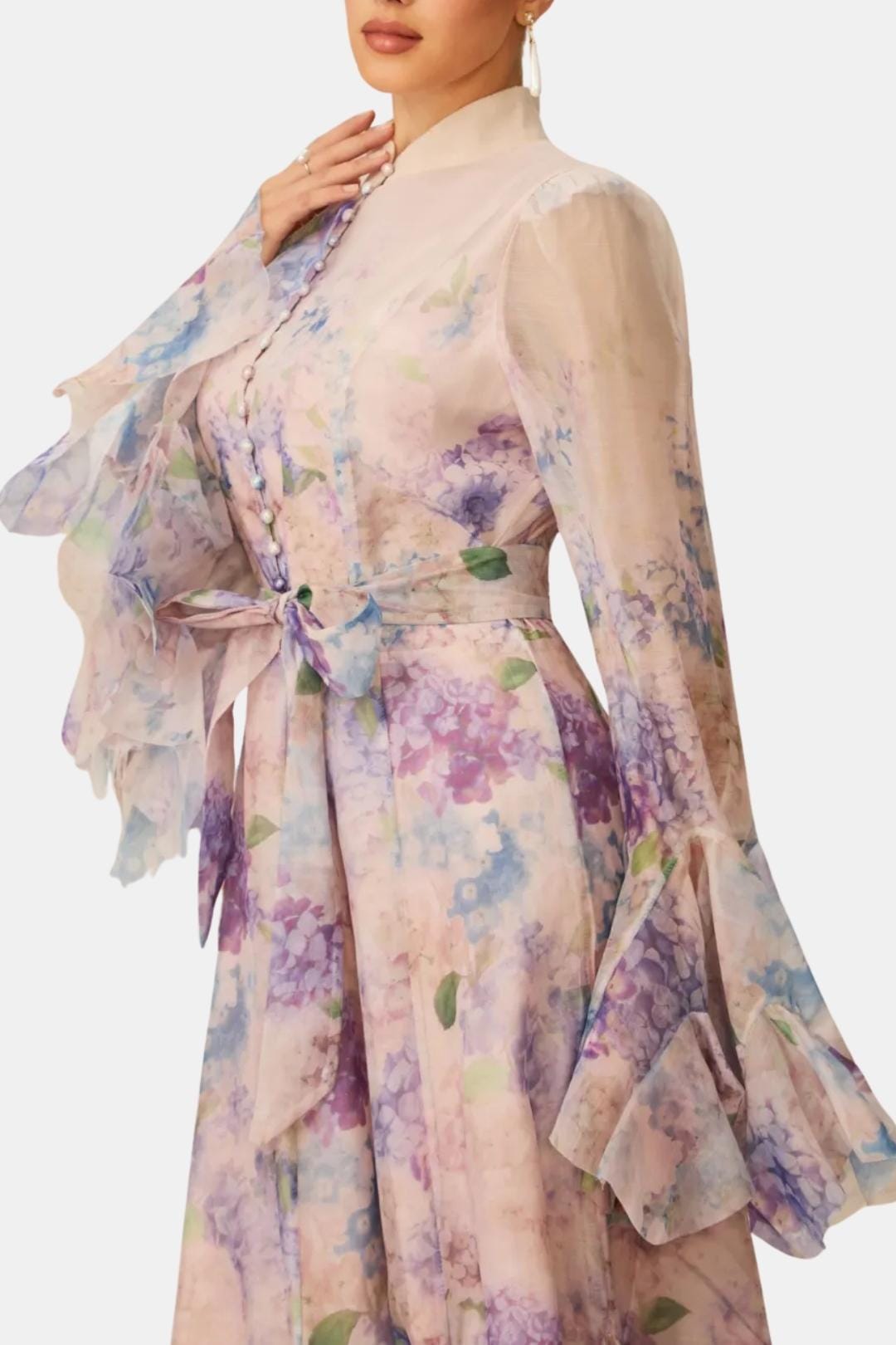 Image of Reba | Women's Ruffle Sleeve Maxi Dress