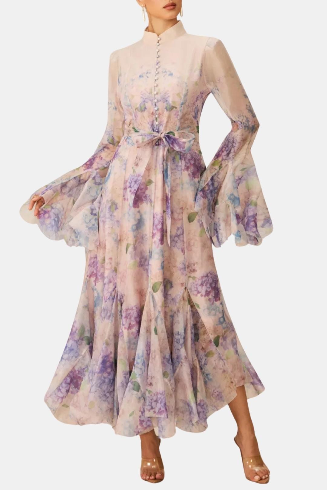 Image of Reba | Women's Ruffle Sleeve Maxi Dress