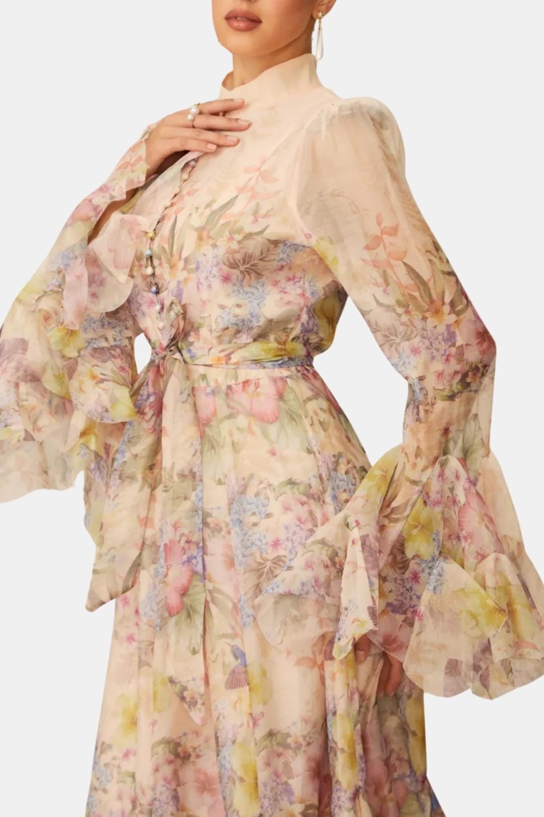 Image of Reba | Women's Ruffle Sleeve Maxi Dress