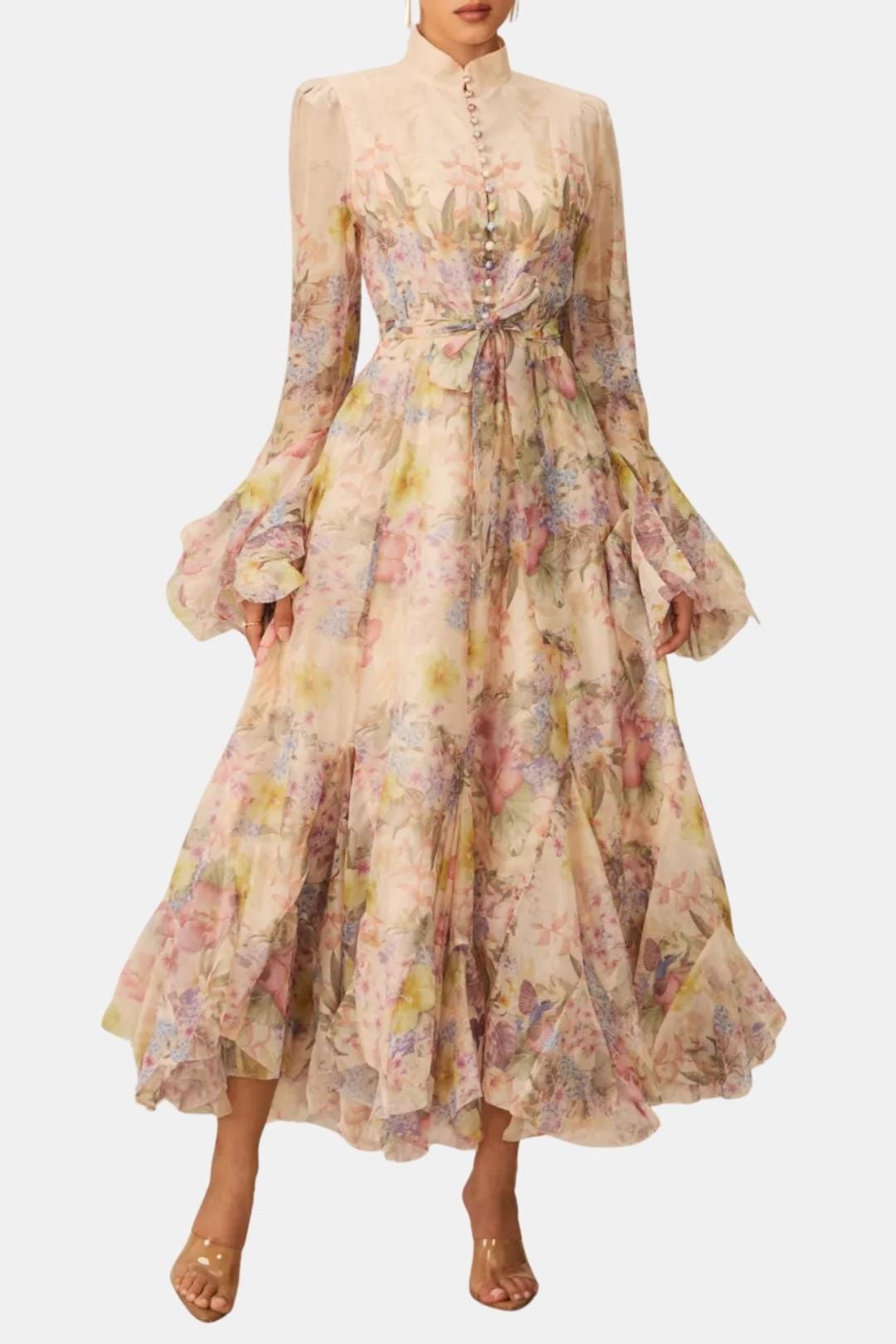 Image of Reba | Women's Ruffle Sleeve Maxi Dress