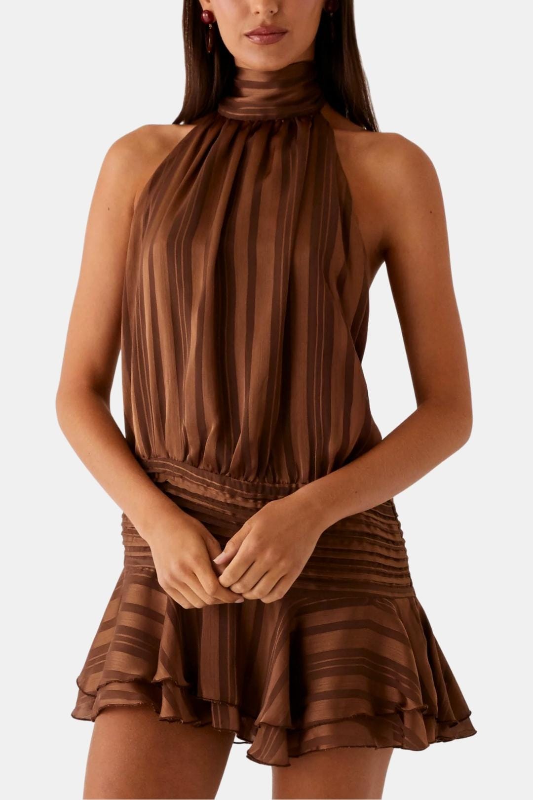 Image of Reba | Women's Sleeveless Halter Mini Dress