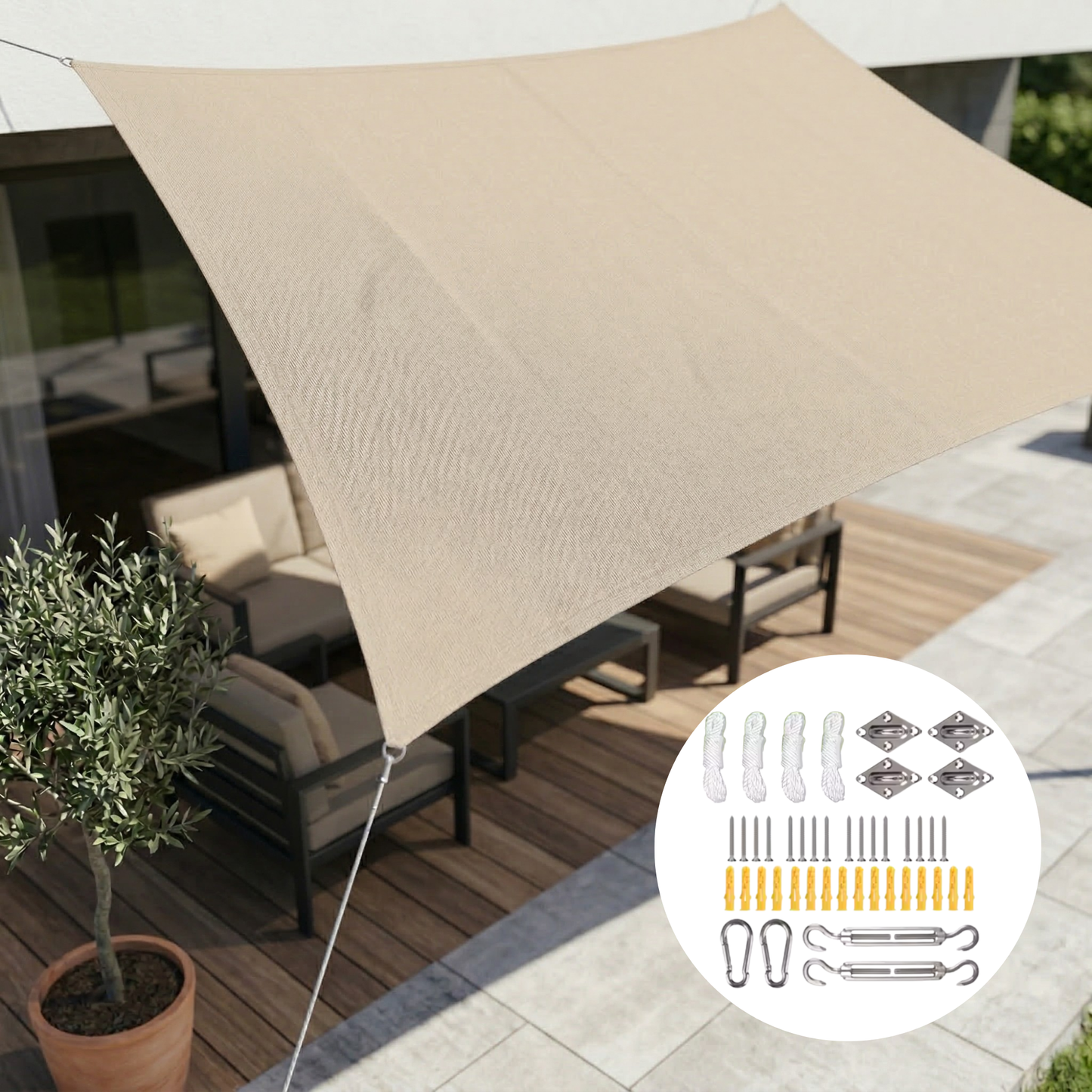 Rectangular Sun Shade Waterproof | Waterproof Outdoor Fabric | UV Protection | SkyCover