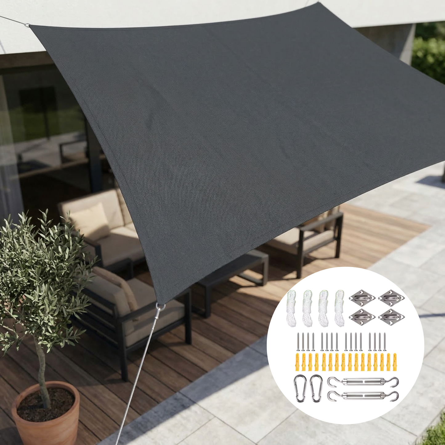Rectangular Sun Shade Waterproof | Waterproof Outdoor Fabric | UV Protection | SkyCover