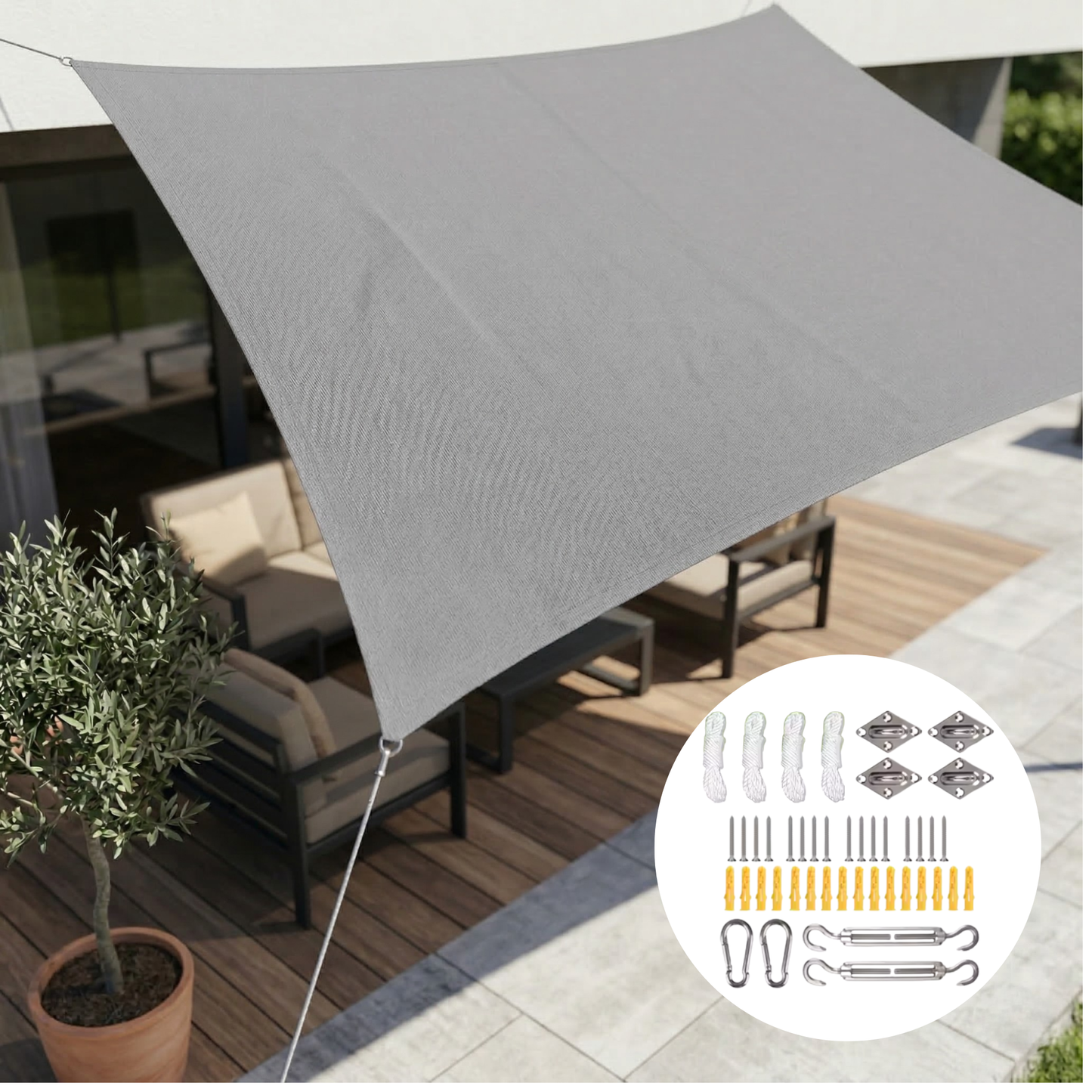 Rectangular Sun Shade Waterproof | Waterproof Outdoor Fabric | UV Protection | SkyCover