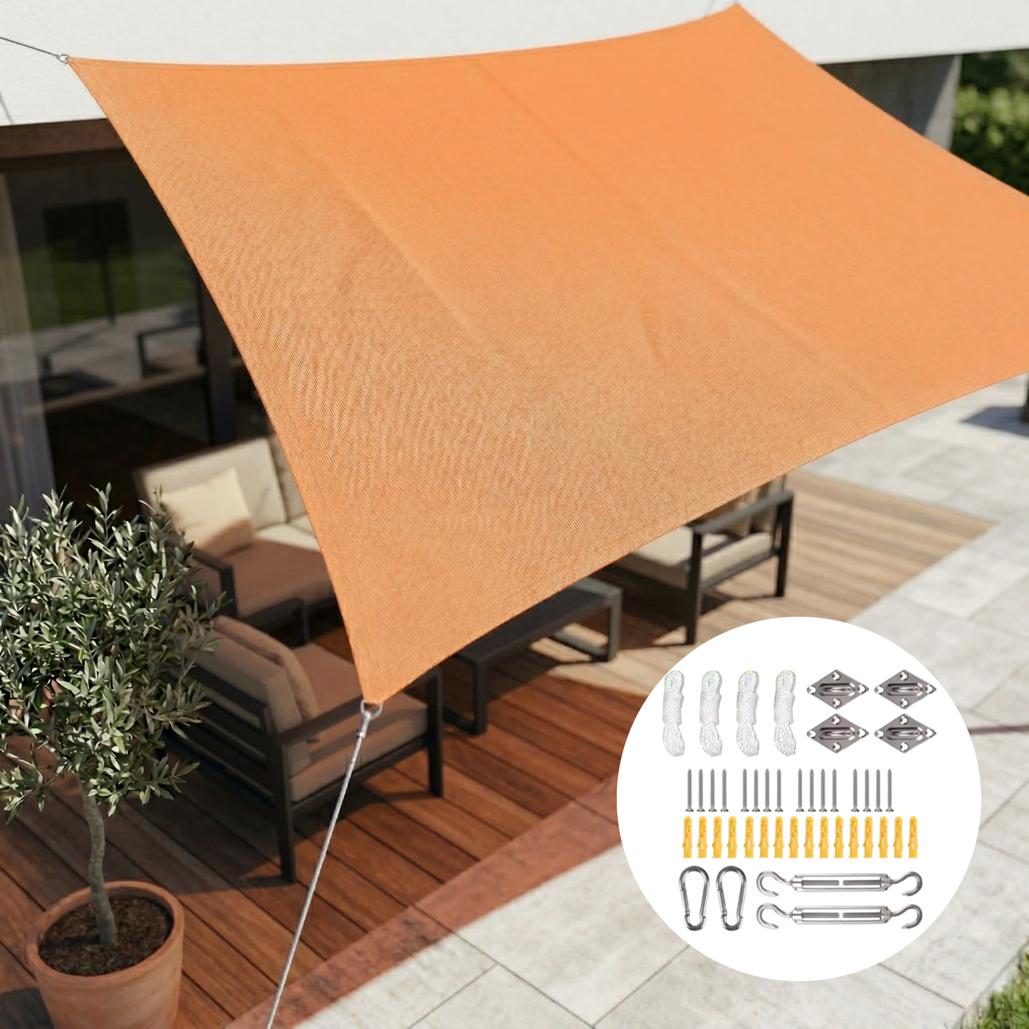 Rectangular Sun Shade Waterproof | Waterproof Outdoor Fabric | UV Protection | SkyCover