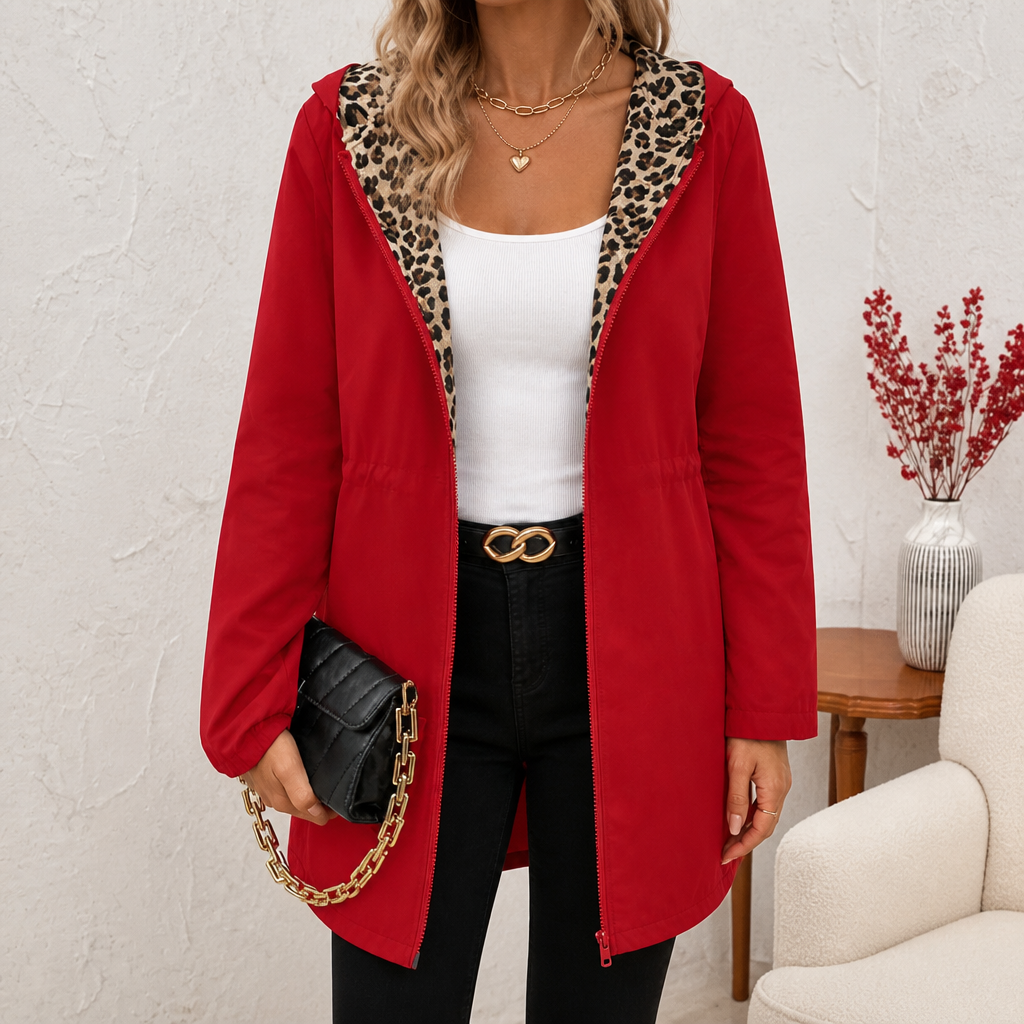 Reversible Leopard Print Hooded Coat
