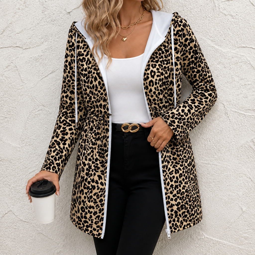 Reversible Leopard Print Hooded Coat