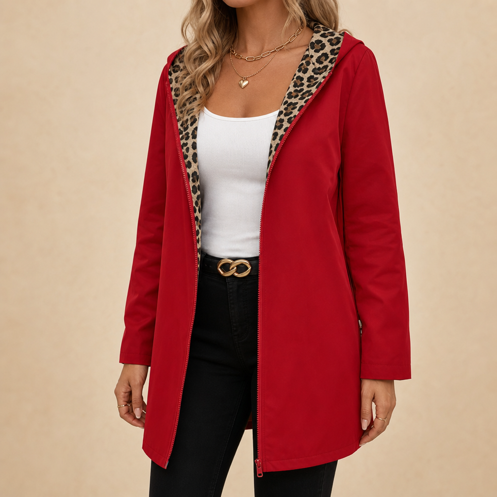 Reversible Leopard Print Hooded Coat