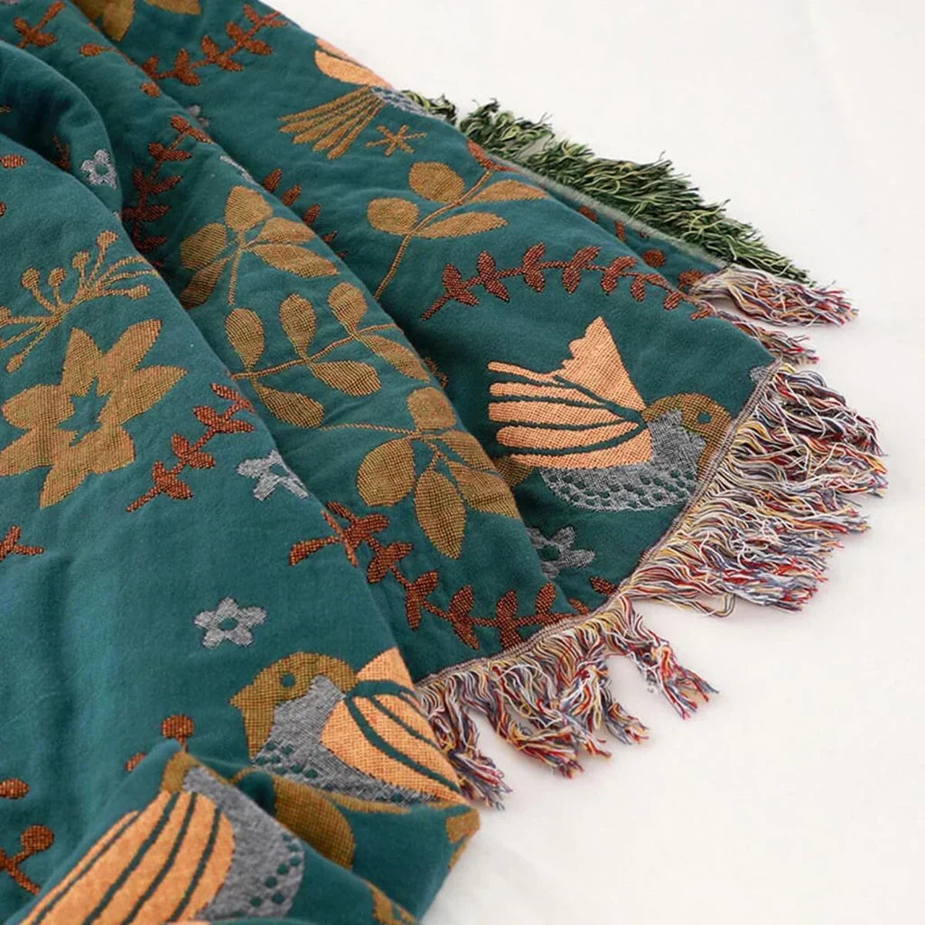 Reversible Scandinavian Blanket | Bird Design | Cozy