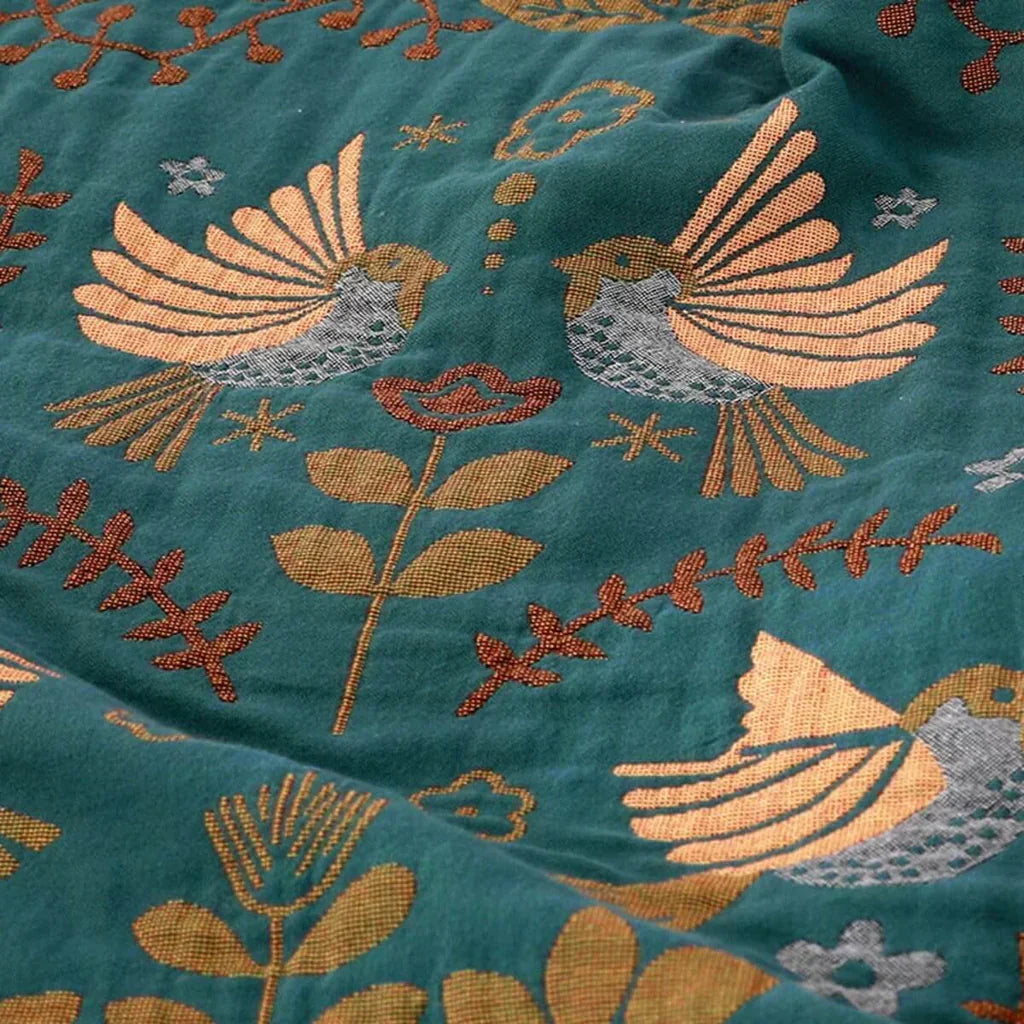 Reversible Scandinavian Blanket | Bird Design | Cozy