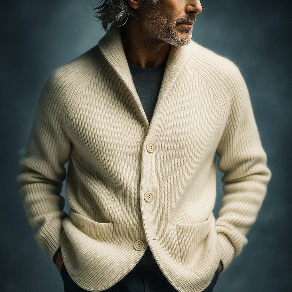 Image of Rhys | Men's Shawl Collar Button-Front Cardigan