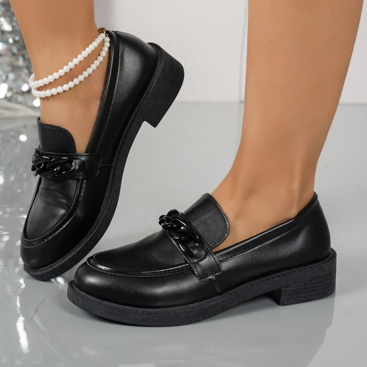 Image of Riley | Women's Chain Detail Platform Loafers