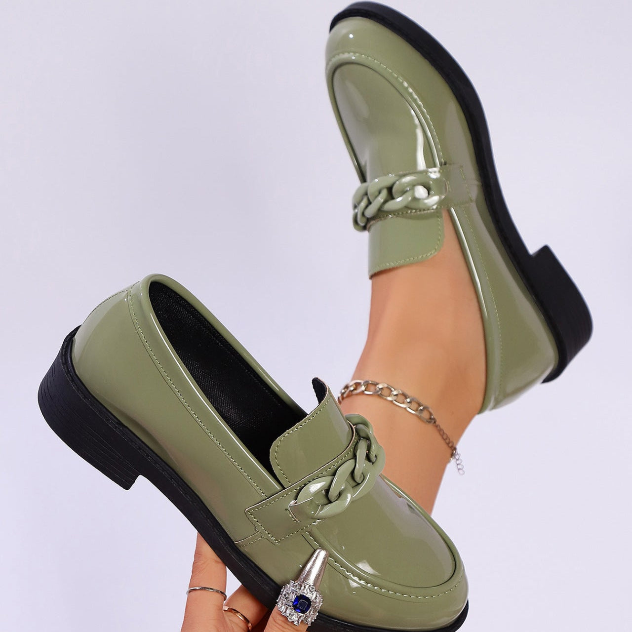 Image of Riley | Women's Chain Detail Platform Loafers