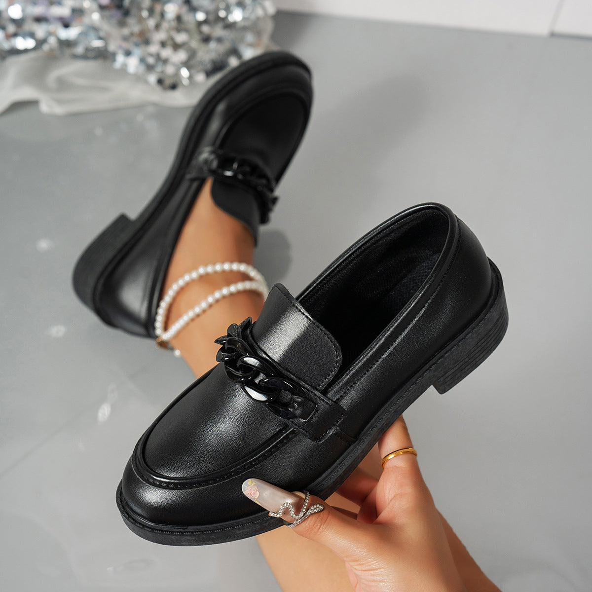 Image of Riley | Women's Chain Detail Platform Loafers