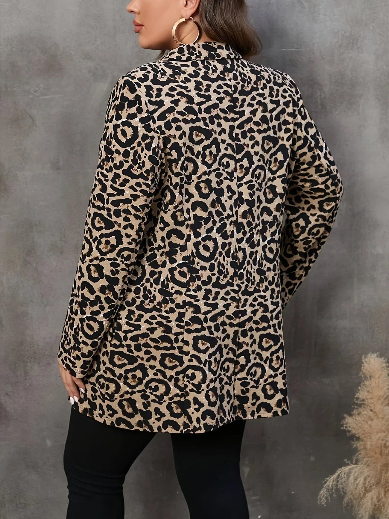 Image of Roberta | Women's Leopard Print Open Front Blazer