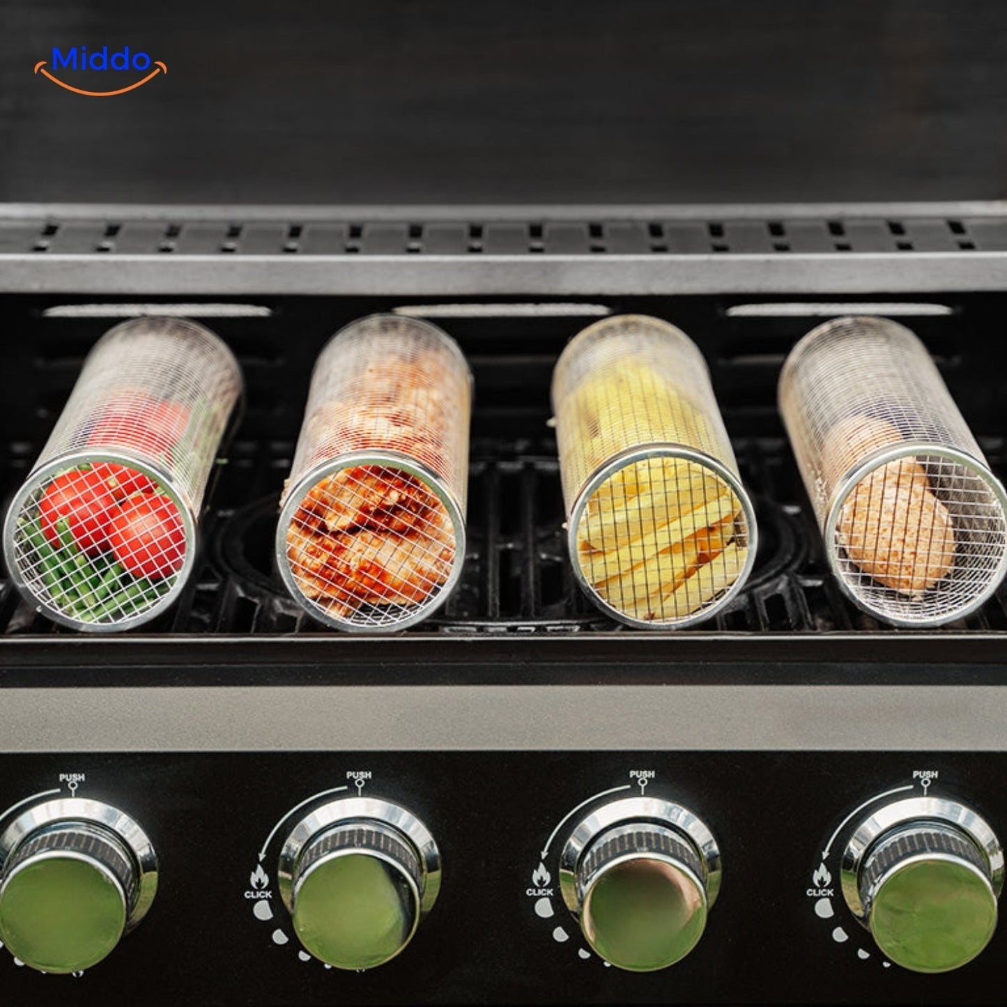 RollingGrill™ - No more sticking and loss of food between the grates!