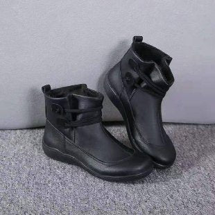 Image of Rosemary | Women's Flat Ankle Boots with Button Detail
