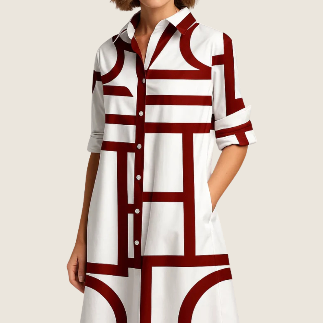 Image of Rosie | Women's Button-Down A-Line Midi Dress