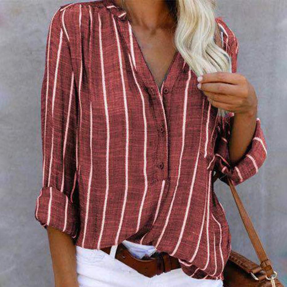 Image of Rosie | Women's Striped V-Neck Blouse